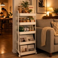 Carrito de Almacenamiento Rodante Estrecho de 5 Niveles, Estante Metálico Móvil Delgado, Organizador para Cocina, Baño, Lavandería y Dormitorio