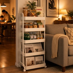 5-Tier Narrow Rolling <strong>Storage</strong> Cart Slim Mobile Metal Utility Shelving <strong>Unit</strong> Organizer for <strong>Kitchen</strong> Bathroom Laundry Bedroom - Product Image 2