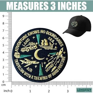 Adventure Knows No Boundaries 3 Inch Embroidery Patch Iron On <b>Sew</b> On Travel Applique Patch <b>Bags</b> Decor - Product Image 3