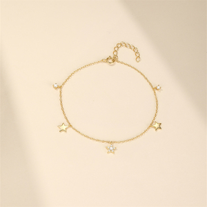 Nueva Pulsera de Plata S925 con Múltiples Colgantes de Estrella, Simple y Clásica para Mujer - Product Image 4