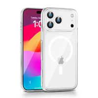 Coque PC magnétique transparente antichoc et anti-jaunissement tout-en-un pour iPhone 17 Pro Max