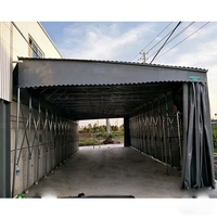 Abri coulissant mobile, auvent pliant rétractable, tente d'entrepôt - Bâche double couche, imperméabilité renforcée