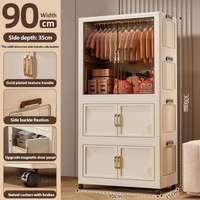 Armoire de rangement pliable à double niveau en plastique pour la maison, idéale pour les jouets, les vêtements, la salle de bain et le salon - Prix de gros