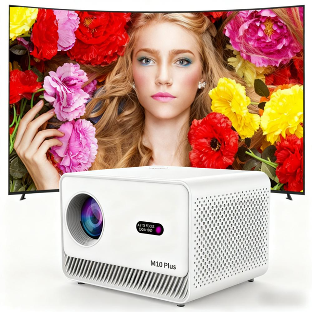 200 ANSI Lumens M10PLUS LCD Projector with Android 11 720P 4K Ready WiFi USB Stereo Sound Portable Design
