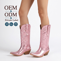 CHENO OEM Bottes de cowgirl vintage métalliques roses faites à la main avec logo personnalisé pour femme, style western, vente en gros pour fabricants