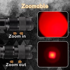 Wayllshine Red <b>Led</b> <b>Flashlight</b> 0-200M Beam Distance Aluminum Alloy Body Tail Switch For Camping - Product Image 5