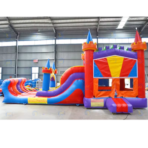 Castillo inflable al aire libre comercial Combo Giant Wave Bouncer y tobogán de agua para el entretenimiento del patio trasero de los niños - Product Image 1