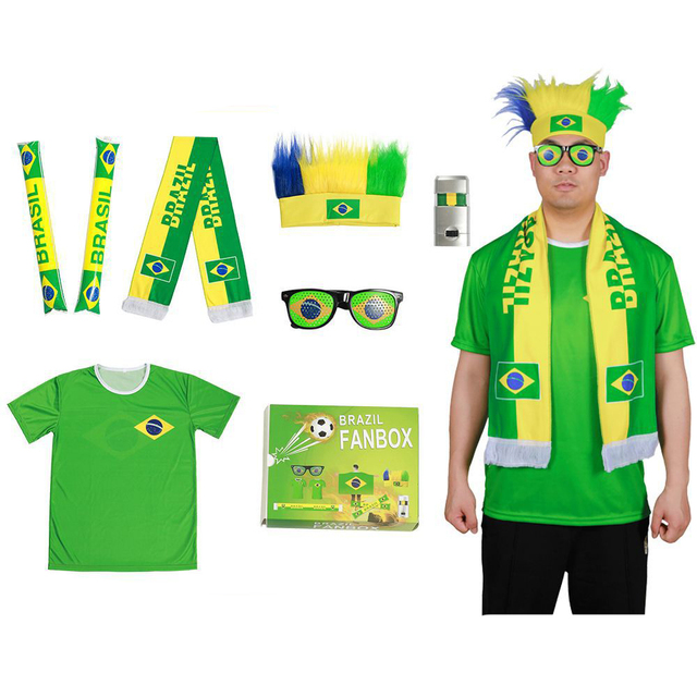 2026 Football Fan Kit Cotton Digital Printing Custom Logo Brazil Flag Promotional Gift