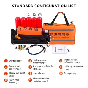 Lifesaving <b>Throwing</b> Device Reflective <b>Orange</b> Cylinder With Red Floats And Carrying Bag For Water Safety - Product Image 4