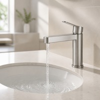 Robinet de lavabo en acier inoxydable 304, monotrou, à poser sur le plan, finition brossée, moderne, sans plomb, OEM/ODM