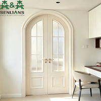 Portes françaises doubles en bois massif cintrées de luxe SLS, portes intérieures personnalisées avec panneaux de verre pour villa, solution pour toute la maison