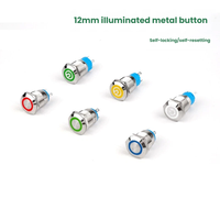 Bouton-poussoir électronique en métal de 12 mm, symbole klaxon, momentané, 12 V 24 V, éclairé par LED, étanche IP65, pour voiture, moto, bateau, camion
