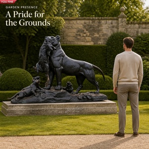 YOUFINE Statue <span class=keywords><strong>de</strong></span> lionne classique en bronze pour l'extérieur avec trois jeunes lionnes affamées portant un gibier, pour la décoration <span class=keywords><strong>de</strong></span> jardin, <span class=keywords><strong>de</strong></span> parc et <span class=keywords><strong>de</strong></span> pelouse <span class=keywords><strong>de</strong></span> <span class=keywords><strong>domaine</strong></span> - Product Image 5
