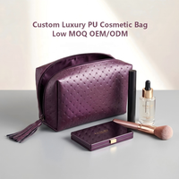 Pochette de maquillage portable à fermeture éclair avec logo personnalisé, faible MOQ, texture diamantée en relief, idéale pour demoiselles d'honneur et cadeaux de mariage
