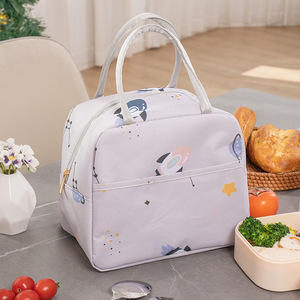 Starry Sky Insulated Lunch Bag Gray 23x13x19cm For School Work Outdoor Picnic - Product Image 1