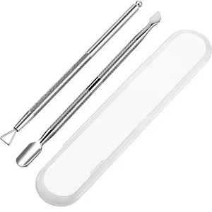 Plastic Box 2pcs Gel Nail Polish Removal Tool Stainless Steel Dead Skin Cuticle Peeler Scraper Cuticle Pusher for Double-ended C