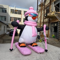Mascotte gonflable pingouin de dessin animé pour patinage sur glace, pour parcs à thème et présentations en plein air