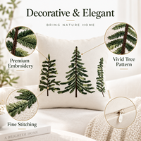 Housse de coussin décorative pour canapé avec motif d'arbre brodé sur mesure et surpiqûres soignées