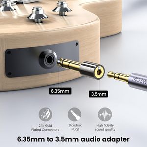 Adaptador estéreo chapado en oro MOSWAG de 6,35 mm macho a 3,5 mm hembra con protección contra cortocircuitos (paquete de 2) - Product Image 5