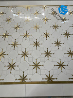 Stock haut de gamme pierre naturelle jet d'eau marbre carreaux de mosaïque mixte en acier inoxydable salon sol décor mur Art mosaïque murale