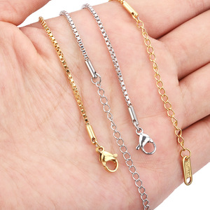 Collar de cadena de acero inoxidable chapado en oro de 18k, cadena para clavícula, para mujeres, hombres, unisex, regalo de joyería, cadena de moda. - Product Image 1