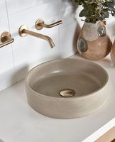 Lavabo rond moderne et minimaliste en béton, à poser sur comptoir, en GFRC, résistant à l'eau, pour salle de bain, fabriqué au Vietnam
