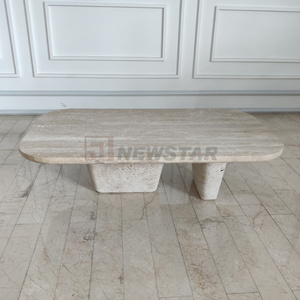 Newstar ý hiện đại Bàn cà phê hình chữ nhật thấp Bàn cà phê wabi-sabi phong cách tự nhiên đá cẩm thạch travertina Bàn cà phê - Product Image 1