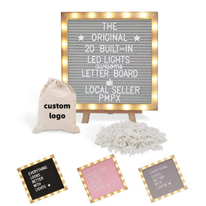 Tableau d'affichage en bois et feutre pour annonces de naissance, mariages, menus scolaires, lettres LED, panneaux de lettres interchangeables, panneau de message personnalisé - Product Image 1