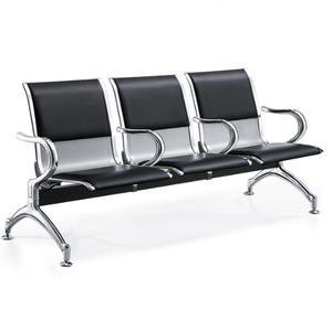 Banc d'attente robuste en cuir avec coussin pour salon de coiffure, aéroport, réception et salle d'attente - Product Image 1