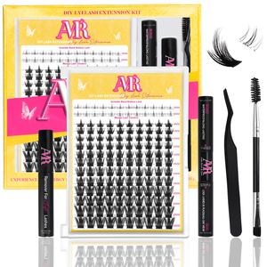 Aimeier Extensiones de pestañas Venta al por mayor Cluster Lash Kit <span class=keywords><strong>Manga</strong></span> Volumen Cachemira DIY Segmento Kit de extensión Lash Clusters Clear Band Kit - Product Image 2