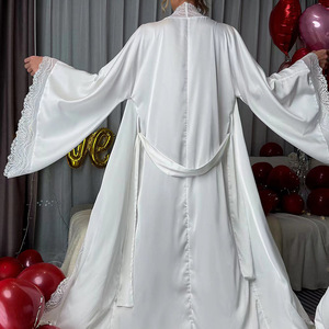 Robe <span class=keywords><strong>Abaya</strong></span> élégante pour femmes, style kimono long en dentelle, coupe trapèze, inspirée de la mode musulmane de Dubaï, Moyen-Orient - Product Image 6
