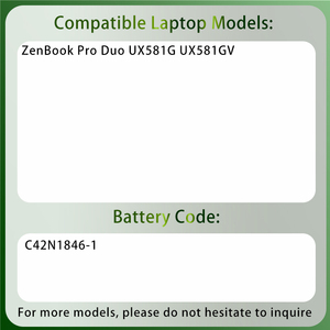 แบตเตอรี่แล็ปท็อปคุณภาพดีที่สุด รุ่น C42N1846-1 สำหรับ ASUS ZenBook Pro Duo UX581G <span class=keywords><strong>UX581GV</strong></span> - Product Image 2