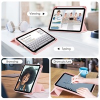 Étui rotatif à trois volets en PU et acrylique avec support pour stylet pour iPad Mini 6 Mini 7 8,3 pouces