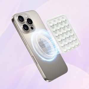 Coque de téléphone portable antidérapante personnalisée en silicone à 24 points d'adhérence, noire, <span class=keywords><strong>simple</strong></span>, avec ventouses, portable, vente en gros - Product Image 2