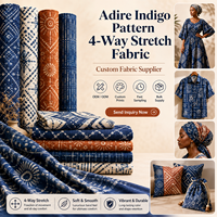 Tissu imprimé personnalisé à motif Adire Indigo, très demandé, fabricant OEM ODM, jupes, chemises, textiles de maison, faible MOQ