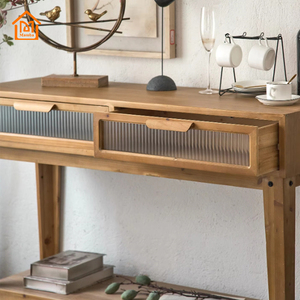 Nhà Máy Tại Chỗ Rắn Gỗ Nhập Giao Diện Điều Khiển Bảng 2 Kính Ngăn Kéo Tủ Lưu Trữ Trang Trí Phòng Khách Bàn Cà Phê - Product Image 5