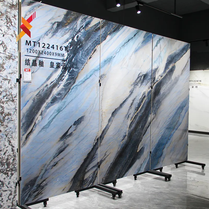 1200x2400 Wall Background Sintered Slabs 9mm Artificial Stone 9Mm Artificial Kitchen Benchtop Blue Quartz Stone