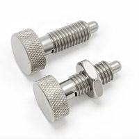 Goupille de positionnement télescopique à tête moletée en acier inoxydable avec bouton-poussoir à ressort et butée à dents grossières