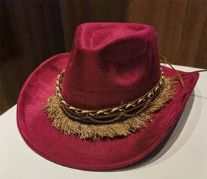 Nuevo Sombrero Vaquero de Moda 2026, de Ala Ancha, Unisex, para las Cuatro Estaciones, de Gamuza, con Borlas - Product Image 4