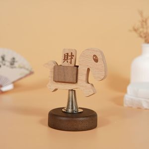 Cheval à bascule en bois massif, ornement en hêtre et noyer noir, décoration Feng Shui pour bureau, maison, étude, cadeau - Product Image 1