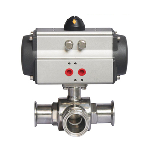 Venta de Liquidación COVNA B2B, Válvula de Bola Sanitaria de 3 Vías y 1 Pulgada, Acero Inoxidable 304, Accionamiento Neumático, Grado Alimenticio - Product Image 1