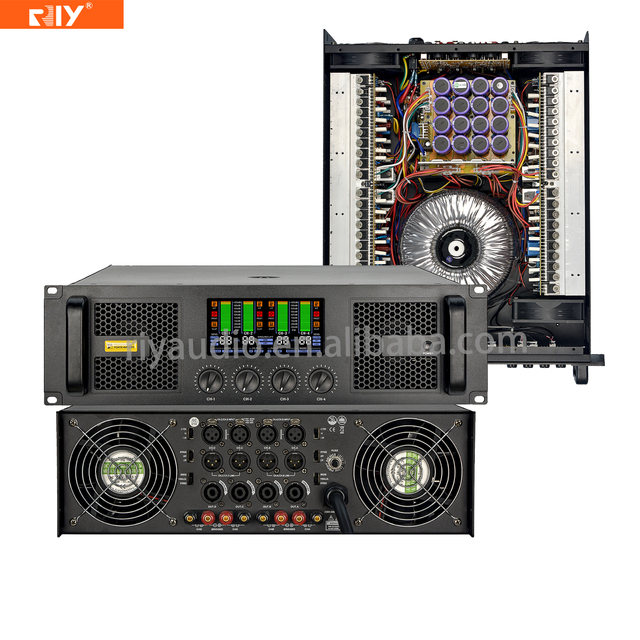 AD412 3U Professional Power Amplifier 4ch*1200W Copper-clad Aluminum Transformer with HD LD Display for Stage, Performance, Show