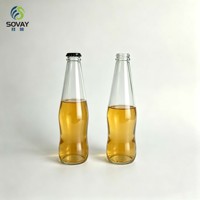 Bouteille en verre transparente de 275 ml à col vissé et forme incurvée, bouteille en verre vide pour sodas, jus et boissons, vente en gros et approvisionnement en vrac