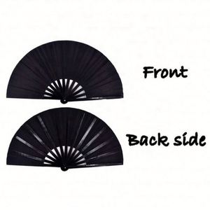 Abanico de Mano Grande Plegable de Bambú Chino Japonés Negro para Fiestas Rave - Product Image 2