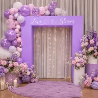 Arche photo 3D violette, cadre de porte en aluminium robuste de 32 mm, qualité de location pour événements de mariage bohèmes de luxe
