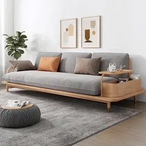 nordeuropäischer stil wohnzimmer sofa einfach modern drei sitze möbel sofa wohnzimmer holzsofa-set hölzerner esstisch