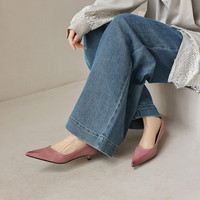 Escarpins en cuir véritable de haute qualité pour femmes, nouvelle collection automne 2026, à bout pointu, élégants, pour soirée, à enfiler, à talon bas