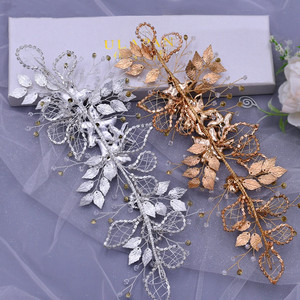 Bandeau de <span class=keywords><strong>mariage</strong></span> en alliage fleur feuille cheveux diadème strass couvre-chef de mariée couvre-chef cheveux accessoires bijoux de tête - Product Image 3
