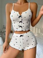 Conjunto de pijama de lencería con lazo de seda de leche suave y Sexy de alta calidad, camisola y pantalones cortos, ropa de dormir para mujeres y niñas, vacaciones