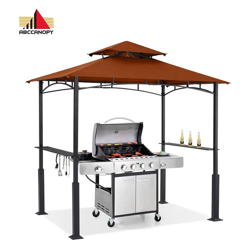 Abccanopy chân cộng với 8 'x 5' nướng gazebo nơi trú ẩn rip-khóa vải Ngoài Trời Bbq gazebo tán với ánh sáng LED nướng tuinhuisje